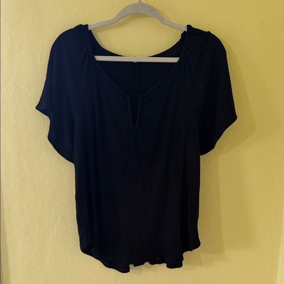 Maurices Tops - Women's Black Short-Sleeve V-Notch Top